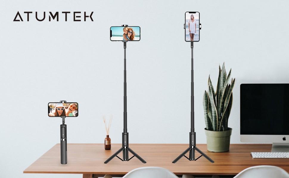 BNIB ATUMTEK Selfie Stick Tripod, Extendable 3 in 1 Aluminum Bluetooth  Selfie Stick with Wireless Remote and Tripod Stand for iPhone 13/13  Pro/12/11/11 Pro/XS Max/XS/XR/X/8/7, Samsung Smartphones, Black, Mobile  Phones & Gadgets