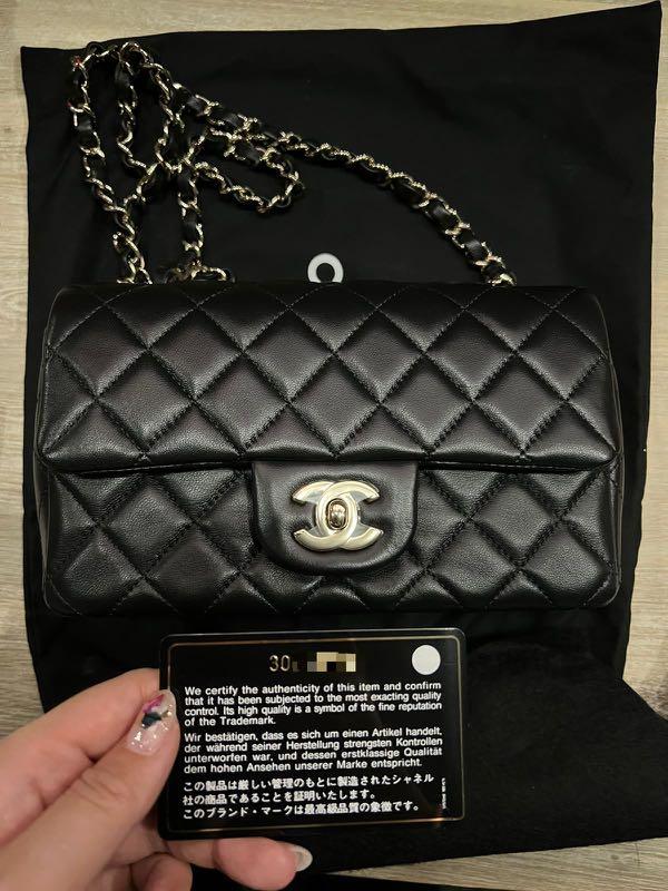 BNIB Chanel Mini Rectangle Flap Bag Black GHW