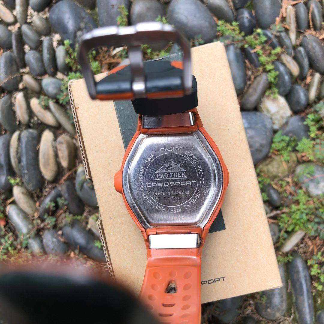 Casio Protrek Prg 70 Orange, Fesyen Pria, Jam Tangan di Carousell
