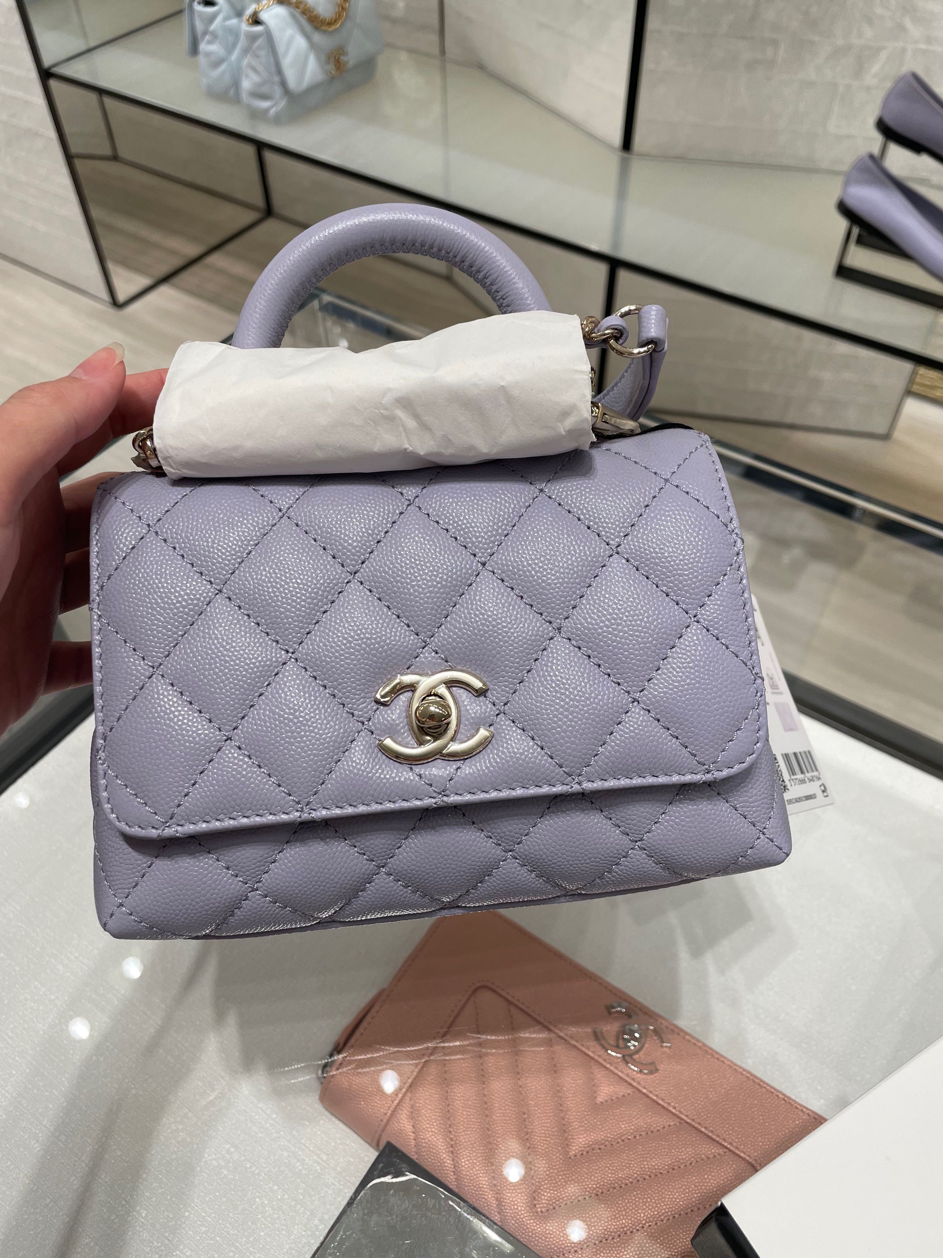 Chanel 21k light purple coco handle mini, Luxury, Bags & Wallets on  Carousell