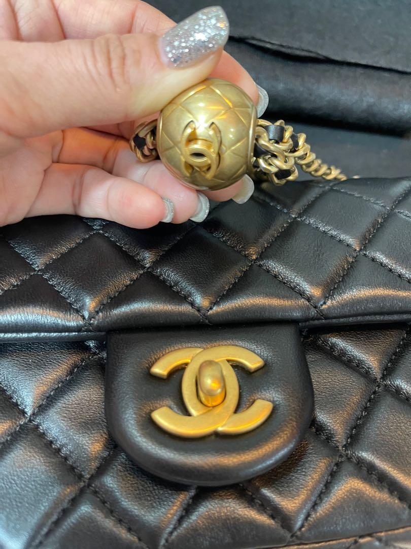Chanel Square Mini Flap Gold Ball Pearl - Black