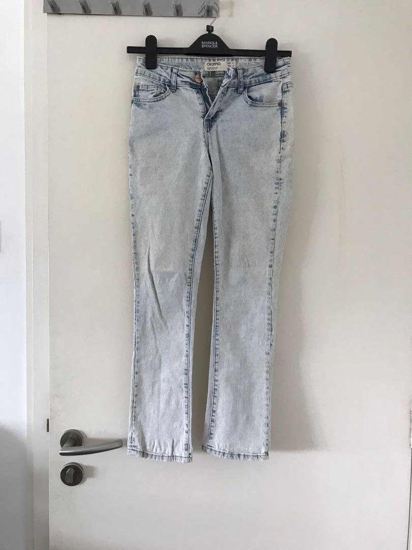 Acid Wash Mid Waist Skinny Jeans 