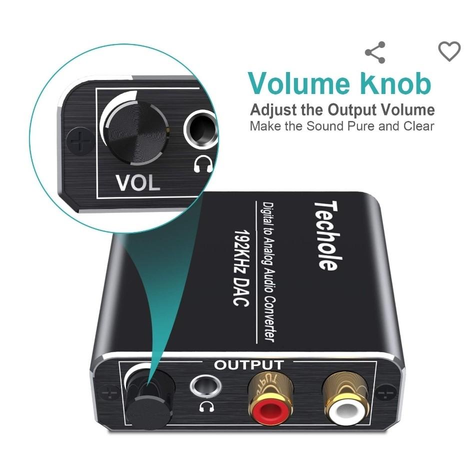 DAC Converter 192KHz, Techole HS203BK, Digital to Analog Audio