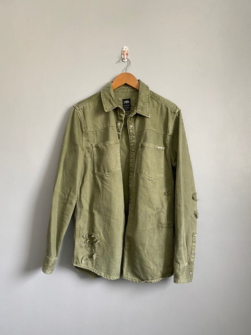 DNWR by Zara Olive Denim Jacket, Men's 