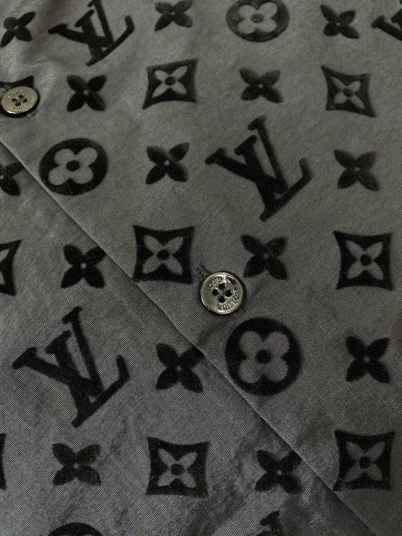 QC) Louis Vuitton LV Flocked Monogram Classic Shirt by Made By
