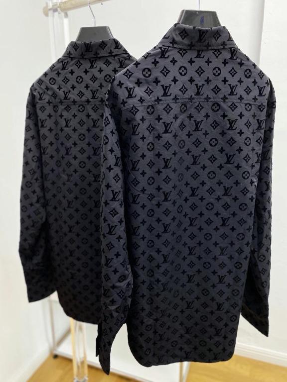 Louis Vuitton 2021 Flocked Monogram Dress Shirt w/ Tags - Black