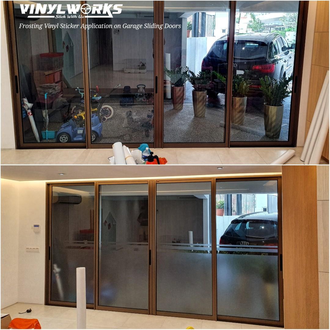 Garage Sliding Door Tint Frost Vinyl Sticker Film, Furniture & Home