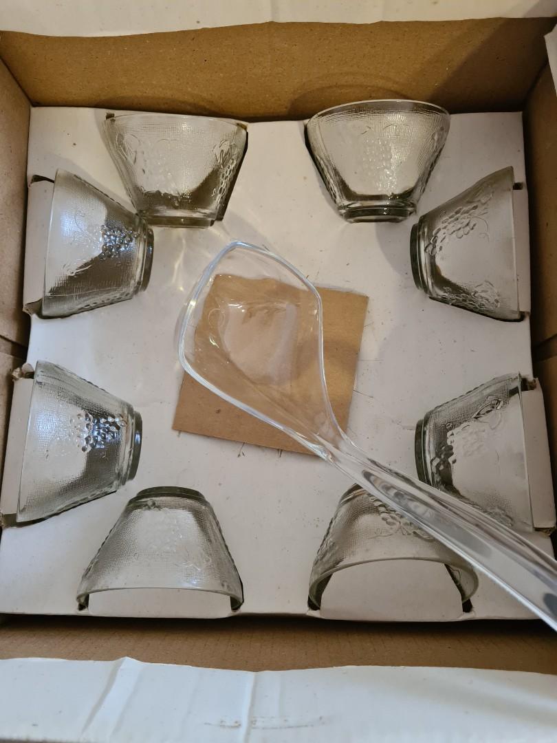 Glass fruit punch bowl set, Furniture & Home Living, Kitchenware & Tableware, Other Kitchenware