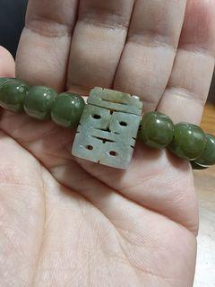 Hetian jade bracelet with double happiness charm/pendant