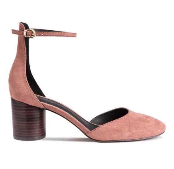 dusty rose block heels