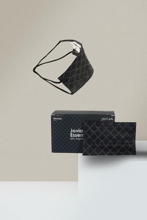 Jovian Headloop 3 Ply Monogram Mask in Black (Pre Order), Health