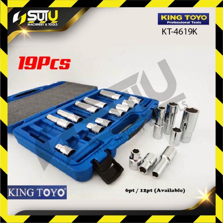 KTC 1/2" Deep Socket 19mm Hex - PowerFit Long Reach For Tough Nuts & Bolts