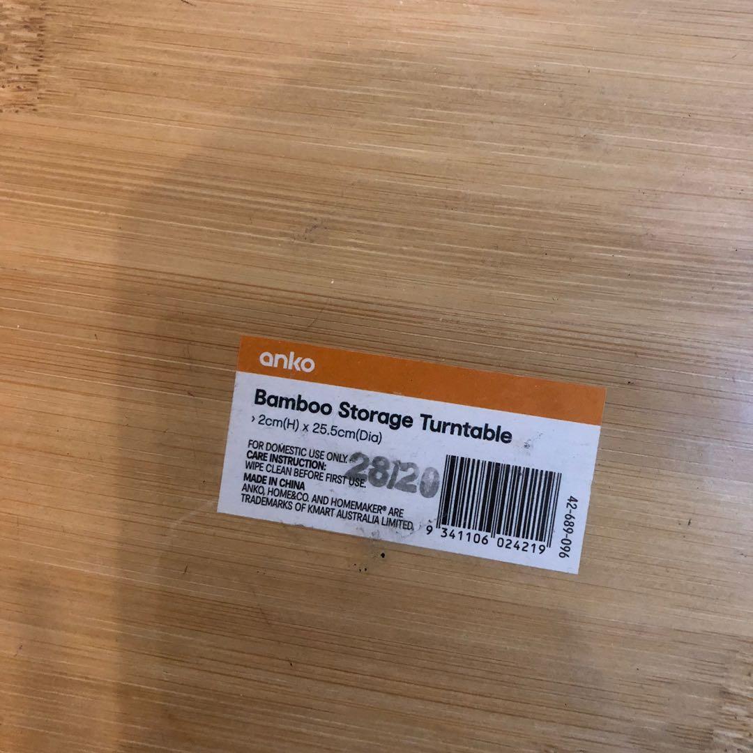 Kmart Bamboo Storage Turntable, Furniture & Home Living, Kitchenware
