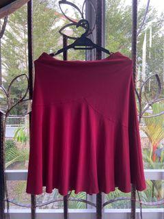 Maroon Red Flare Skirt