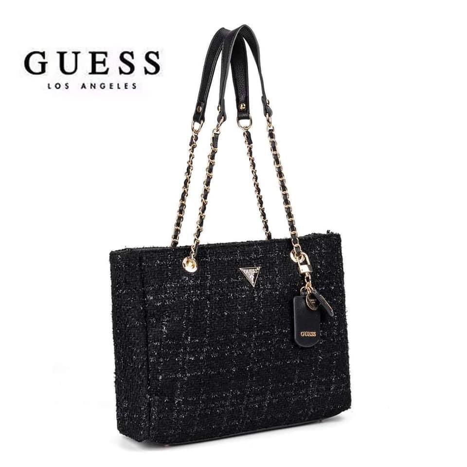 Guess cessily tweed sale tote