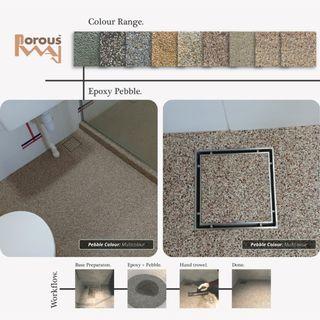 Pebble infill floor trap (anti slip overlay)