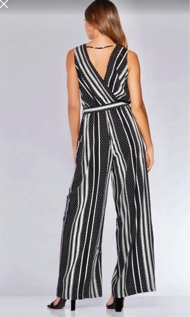 Quiz black and white jumpsuit sales