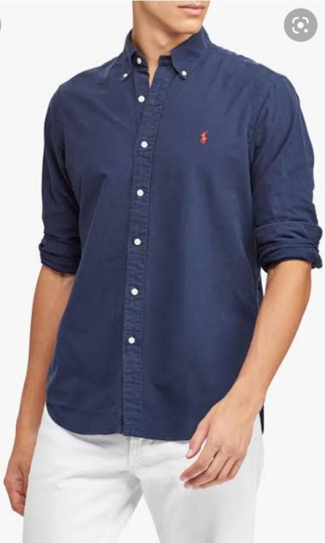 RALPH LAUREN BUTTON DOWN COLLARED BLUE LONG SLEEVE, Men's Fashion, Tops &  Sets, Tshirts & Polo Shirts on Carousell