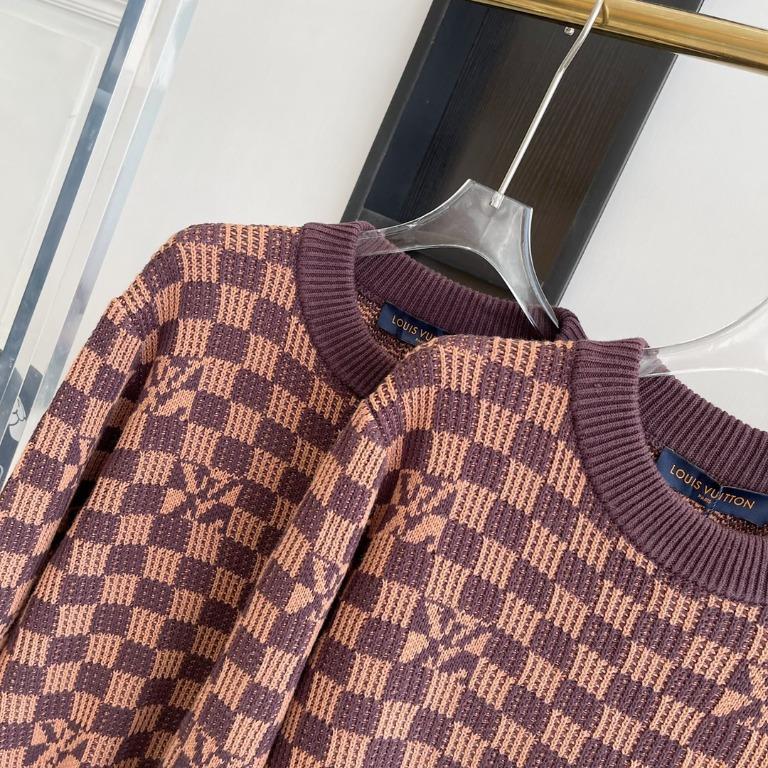 Louis Vuitton Ribbed Damier Crewneck Brown Men's - FW21 - US