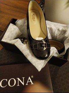 Scona蘇格南優雅女鞋包鞋平底黑色娃娃鞋