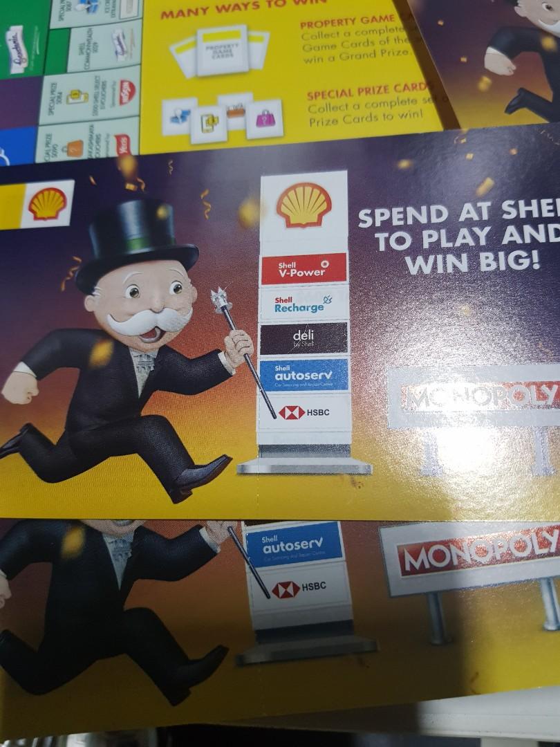 Shell MONOPOLY coupons, lucky draw , games ., Tickets & Vouchers, Vouchers on Carousell