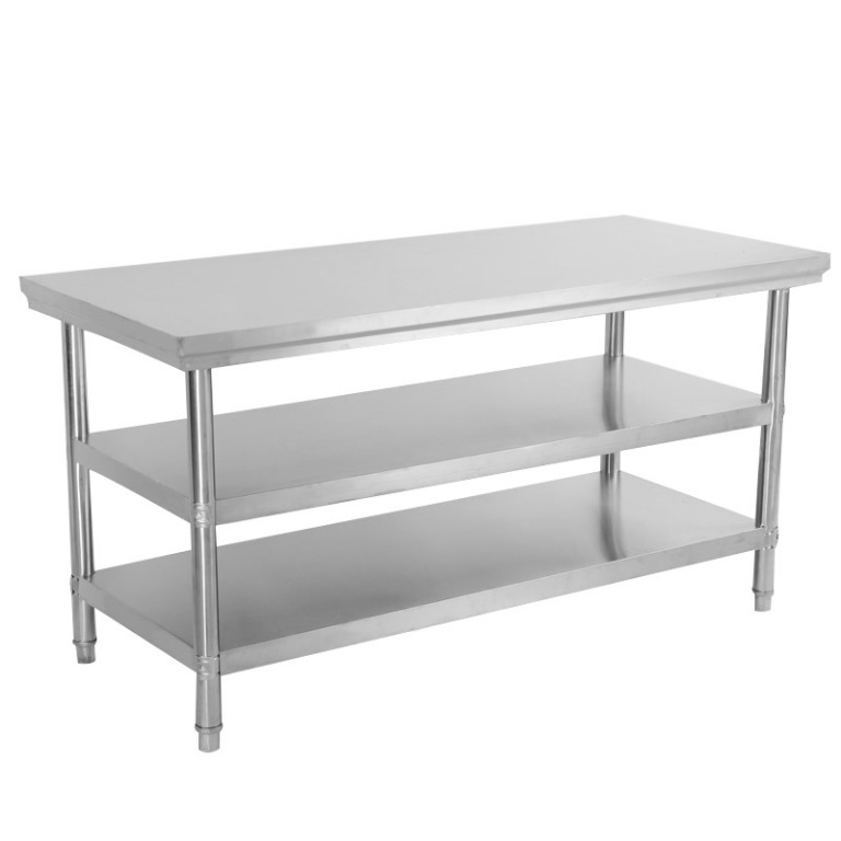 Stainless Steel Kitchen Table SS Workstation Island Table Rack Sink