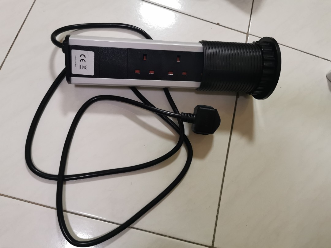 3 Way Standing Adjustable Extension Socket UK Plug Adaptor with 2 USB