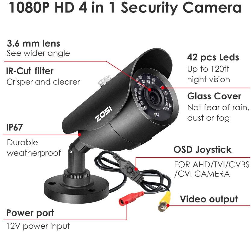Zosi wireless hd 960p 8 channel nvr outdoor 2025 home surveillance system with 8 bullet security ip cameras