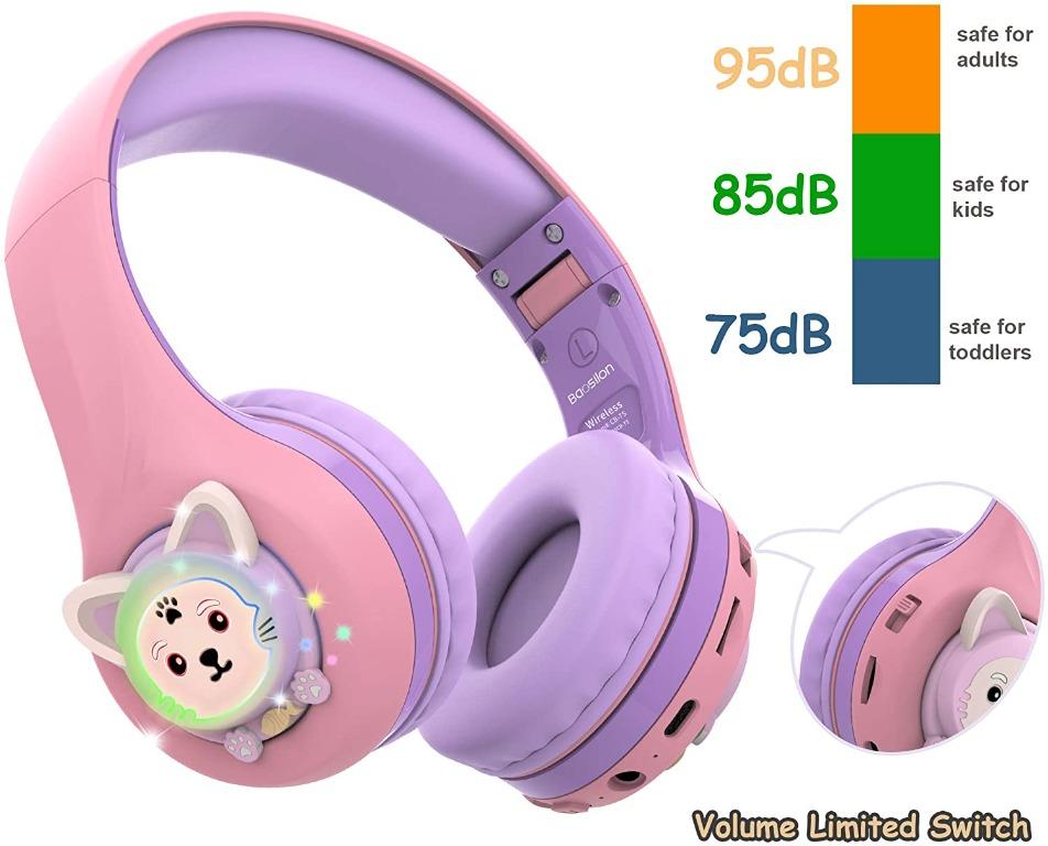 (🚚 𝐅𝐑𝐄𝐄 𝐃𝐄𝐋𝐈𝐕𝐄𝐑𝐘!) Riwbox Baosilon CB-7S Kids Headphones  Wireless/Wired with Mic, Light Up Bluetooth Foldable Headphones Over Ear  Volume Limited Safe