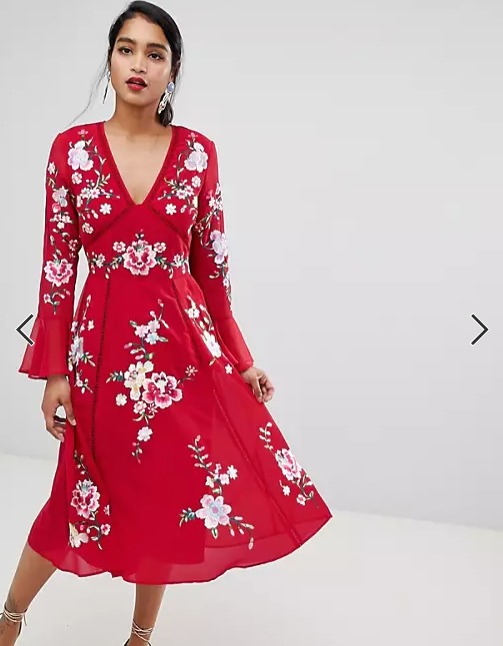 ASOS DESIGN embroidered midi dress with lace trims (UK10), Women's Fashion,  Dresses & Sets, Dresses on Carousell
