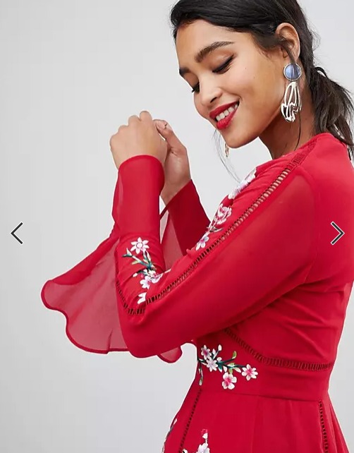 ASOS DESIGN embroidered midi dress with lace trims UK10 Women s Fashion Dresses Sets Dresses on Carousell
