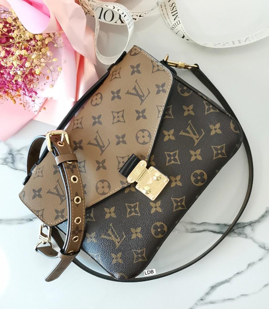 Louis Vuitton Monogram Reverse Boursicot EW Messenger Bag Brown