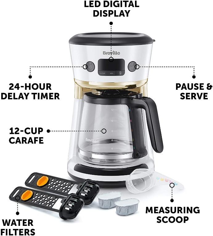 Breville Mostra Easy Measure Filter Coffee Machine 12 Cup Programmable Coffee Maker 1.8L Jug