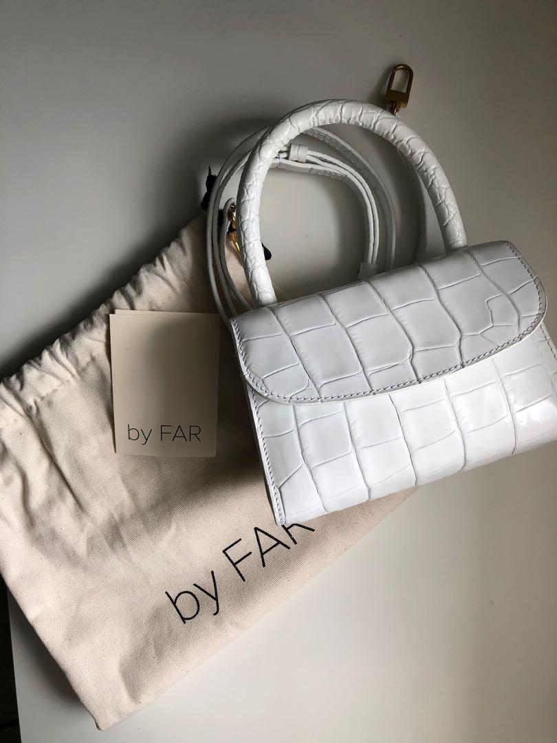 By Far Mini Croco Embossed Top Handle Bag