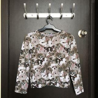 Girlfriends Gray Cat Dog Rabbit Patterned Sweatshirt [grey animal print graphic]