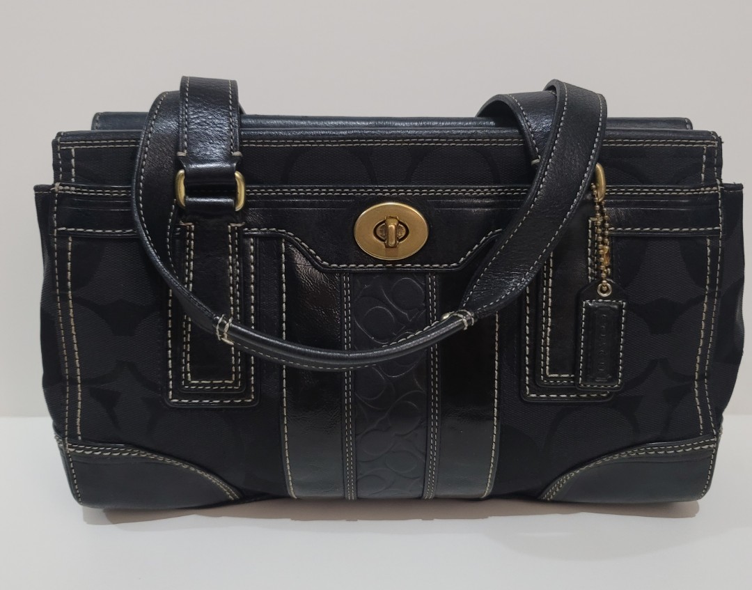 black canvas coach purse