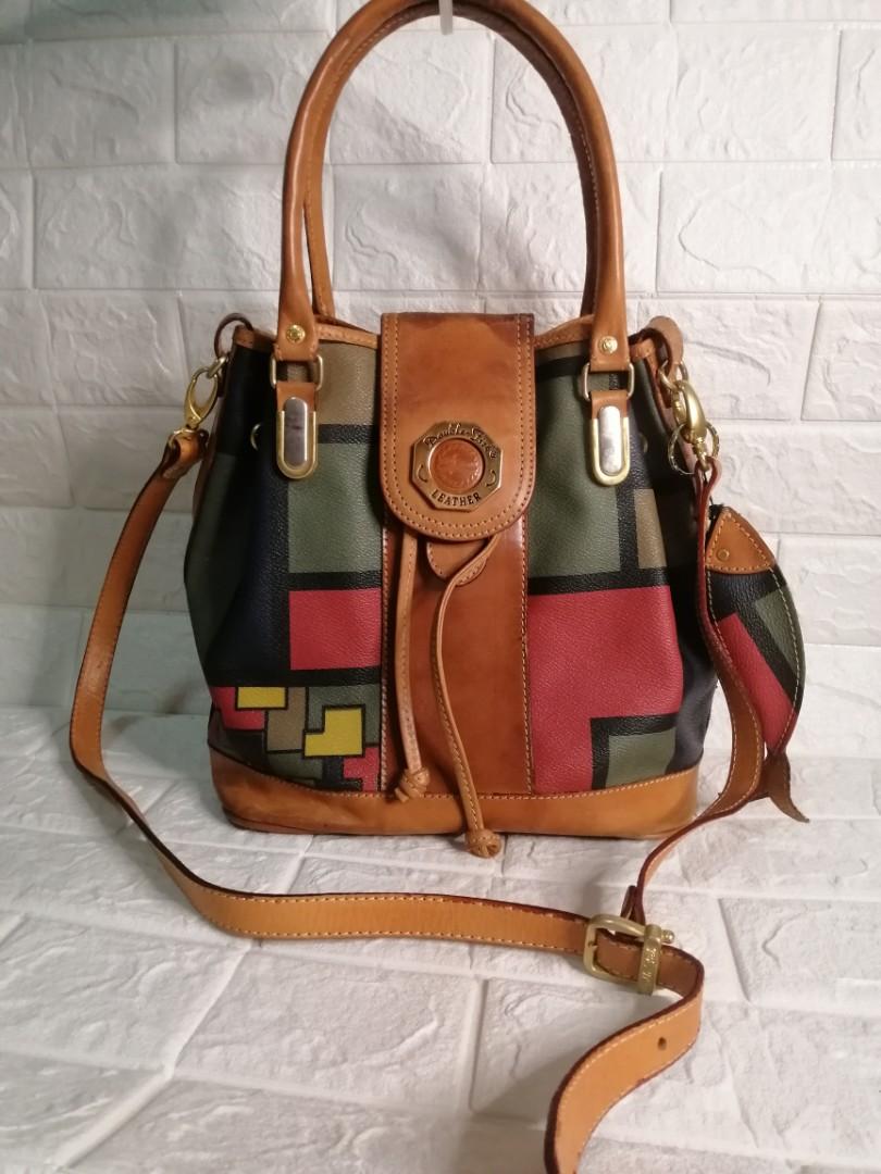 Double Fish Bucket 2-way with Sling Bag (Category: Luxury Bags & Wallets) located in Las Pinas. Submitted by etoksi1234 (Listing ID 1111268641, Image 1). Description: Pre-loved double fish bucket 2-way with Sling bag... With watermarks on some part of the leather.. Please see photos for reference... With signs of usage on the leather (crackings)... Made in Japan... Please manage your expectations. All sales are final. Kindly examine pictures care