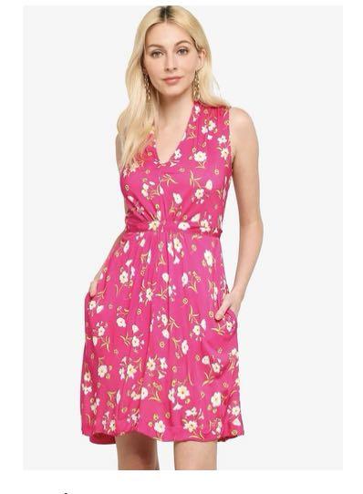 French Connection Pink Floral Jersey Dress