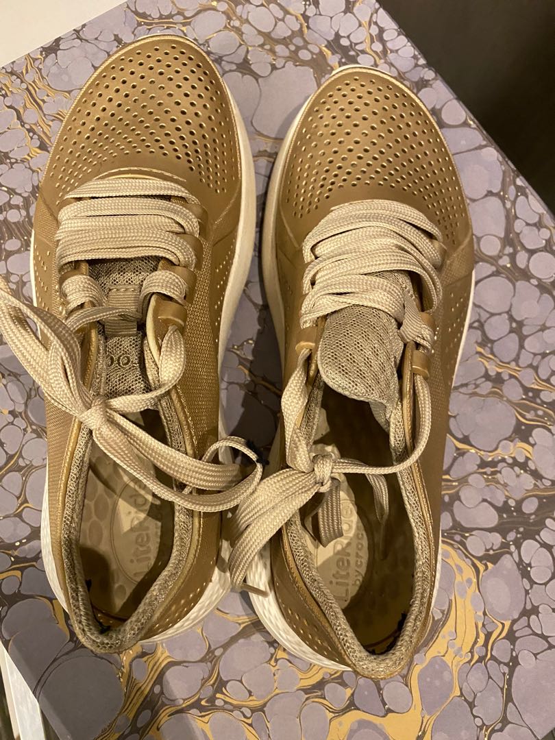 Gold Crocs Sneakers, Women's Fashion, Footwear, Sneakers on Carousell