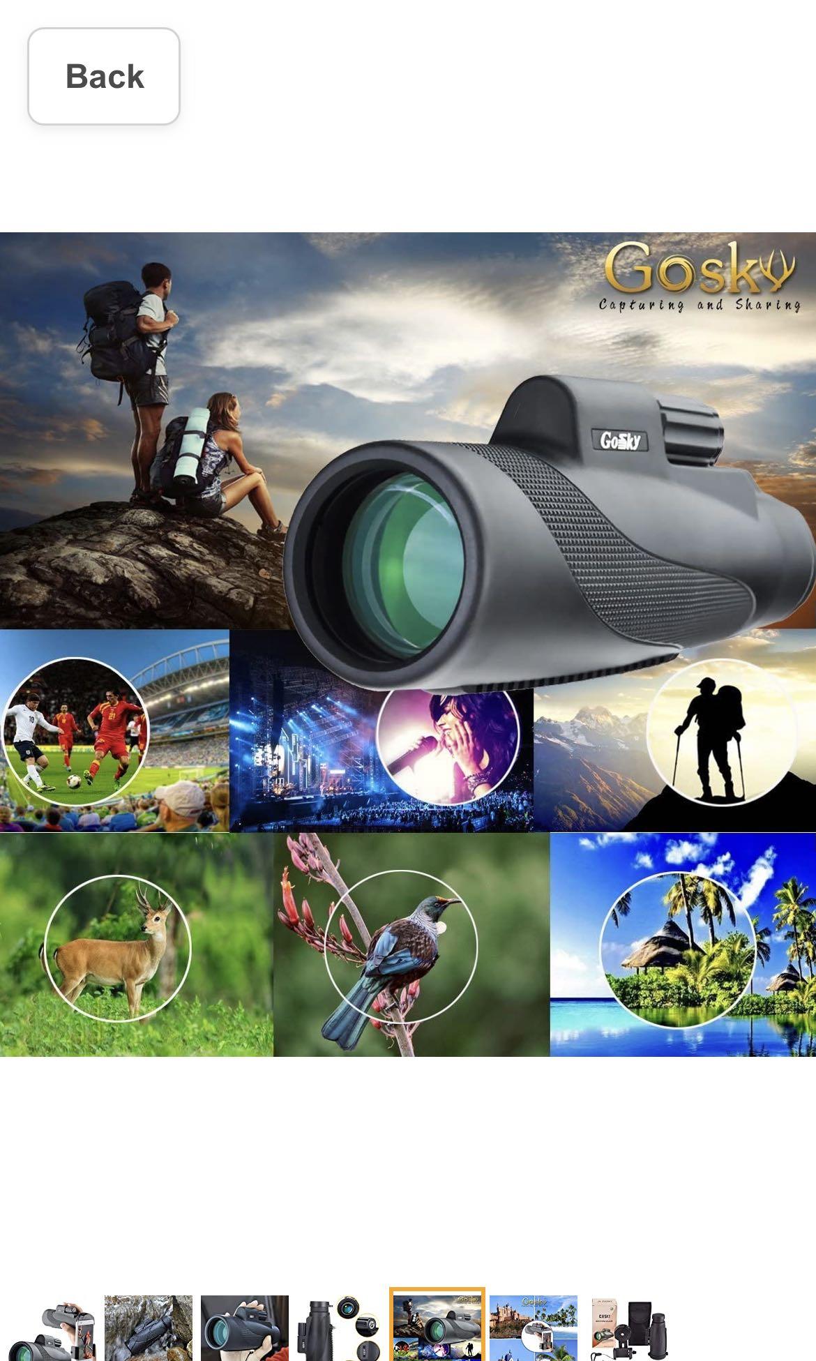 Gosky titan 12x50 high power prism monocular and quick smartphone holder sales