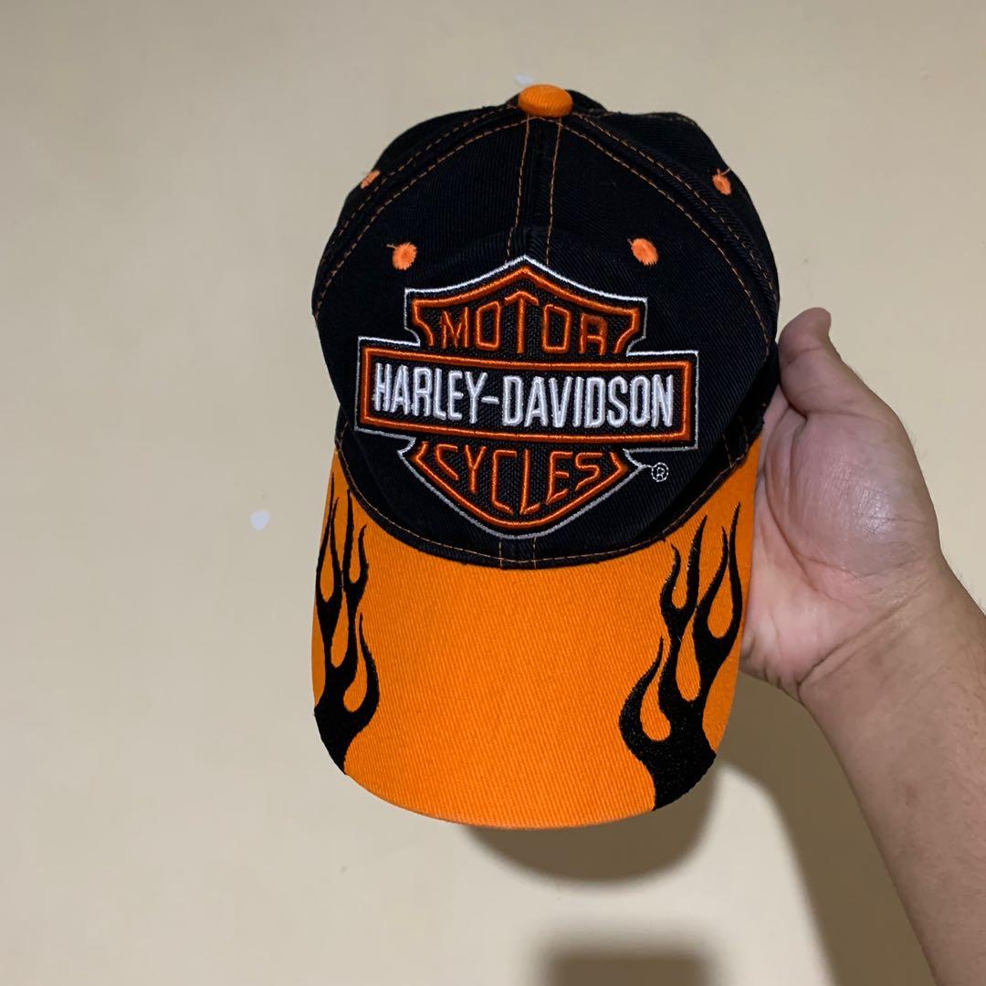 Harley davidson embroidered flame logo cap, Men's Fashion, Watches