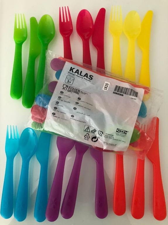 Fork & Spoon 18 Pieces Pastel KALAS IKEA Childrens Plastic Cutlery Set Knife 