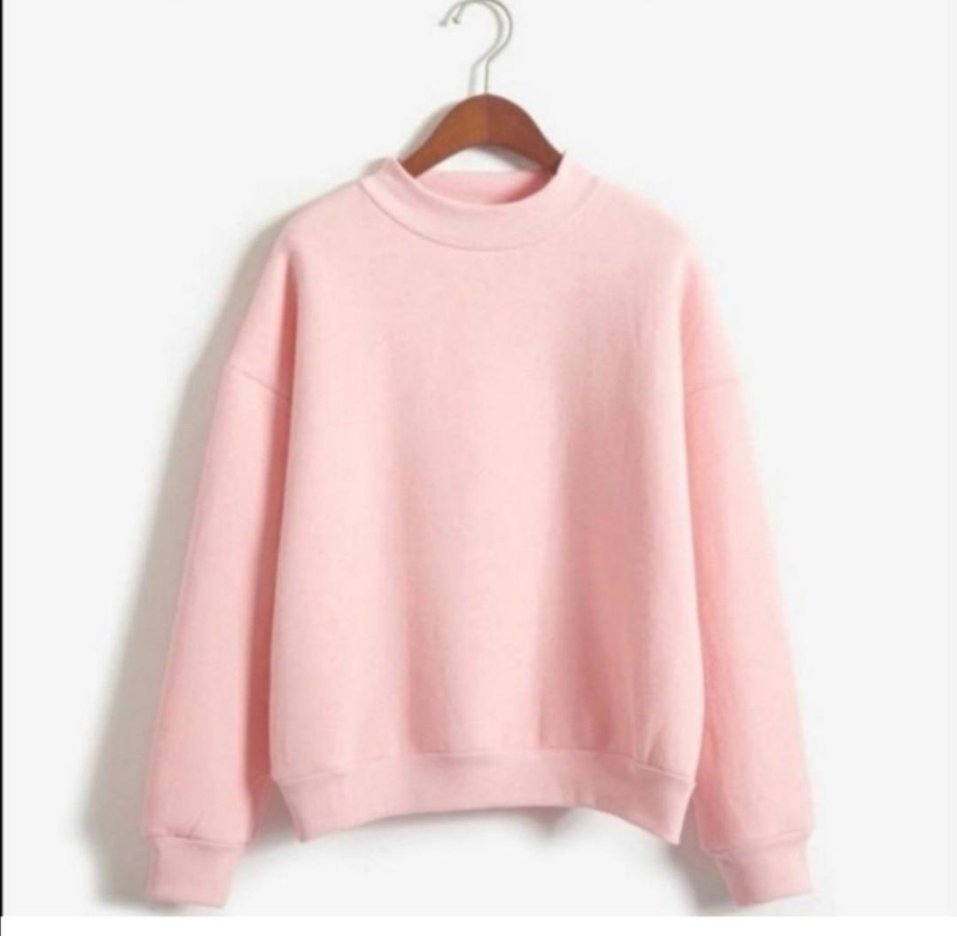 Pink plain sweater online
