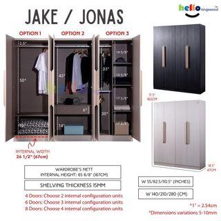Jonas 4 | 6 | 8 Doors Wardrobe, Cupboard, Free Delivery