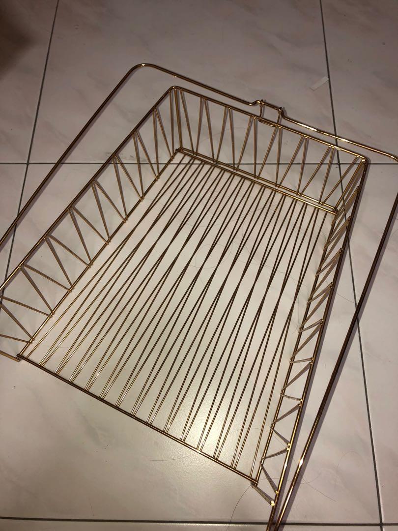 KALLAX wire basket brass colour, Furniture & Home Living, Home