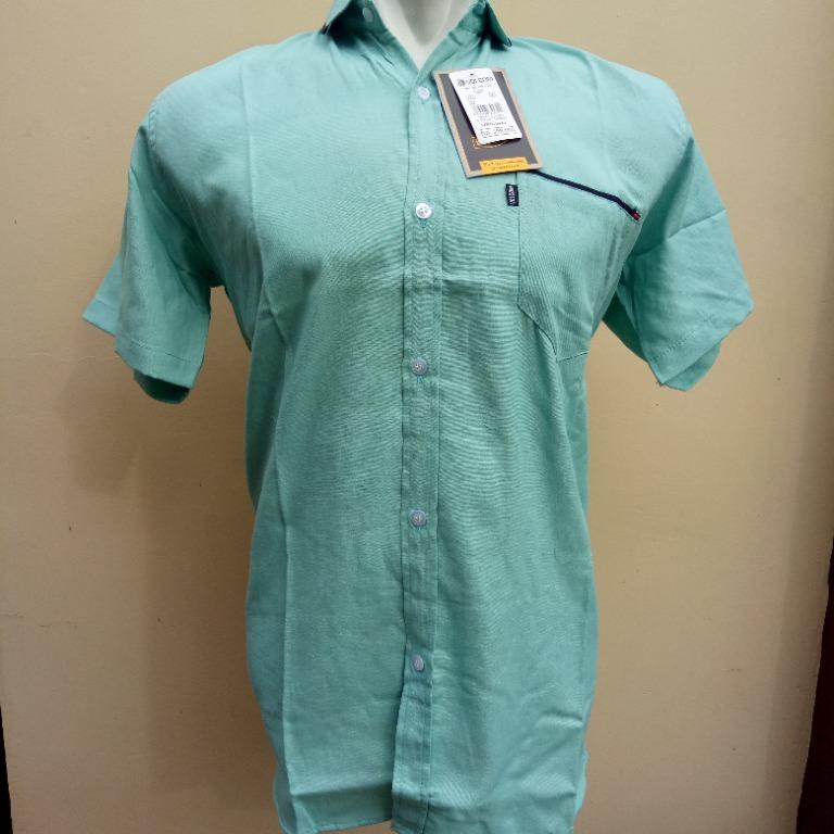 Kemeja polos kantor pria hijau tosca, Fesyen Pria, Pakaian , Atasan di