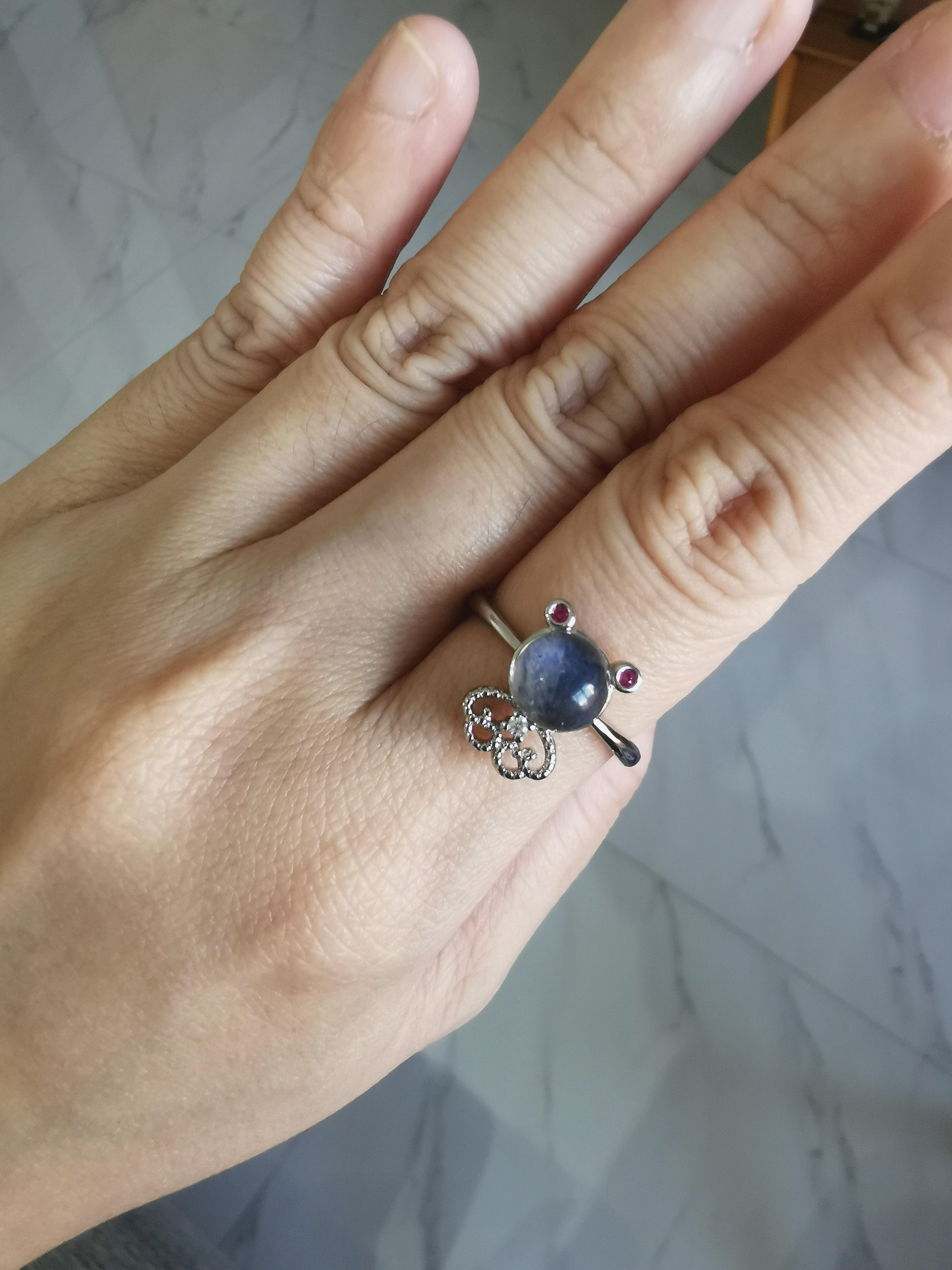 Labradorite crystal frog ring Adjustable Women s Fashion