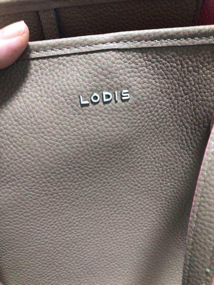 LODIS Bliss Leather Tote with Wristlet in Tan and Pink