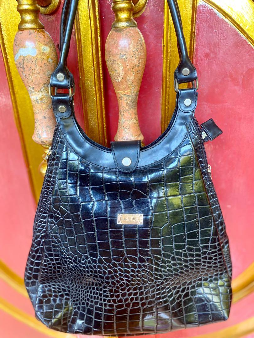 Lucky duck bag croco black, Fesyen Wanita, Tas & Dompet di Carousell