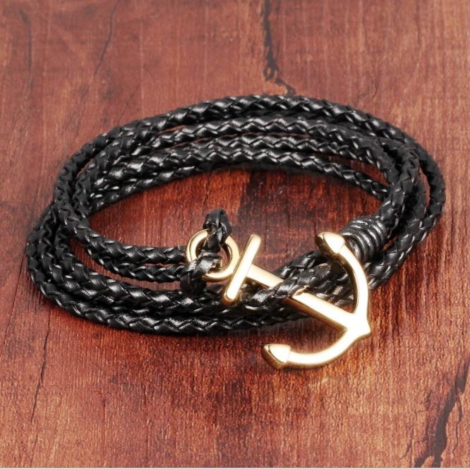 Mens leather hotsell anchor bracelet